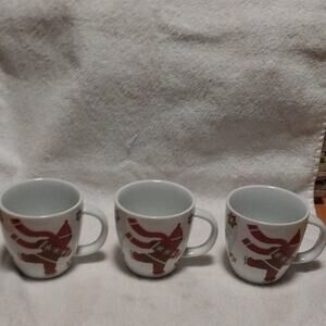 Crate & Barrel Ceramic ginger bread Pattern Set of 3 cappuccino mugs